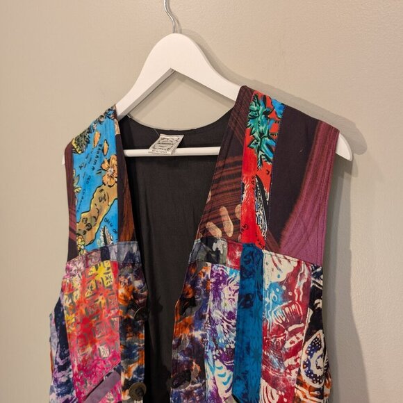 Alexandras Drive-Thur Emporium Patchwork Vest Retro ArtToWear Eclectic - Size L - Picture 3 of 8